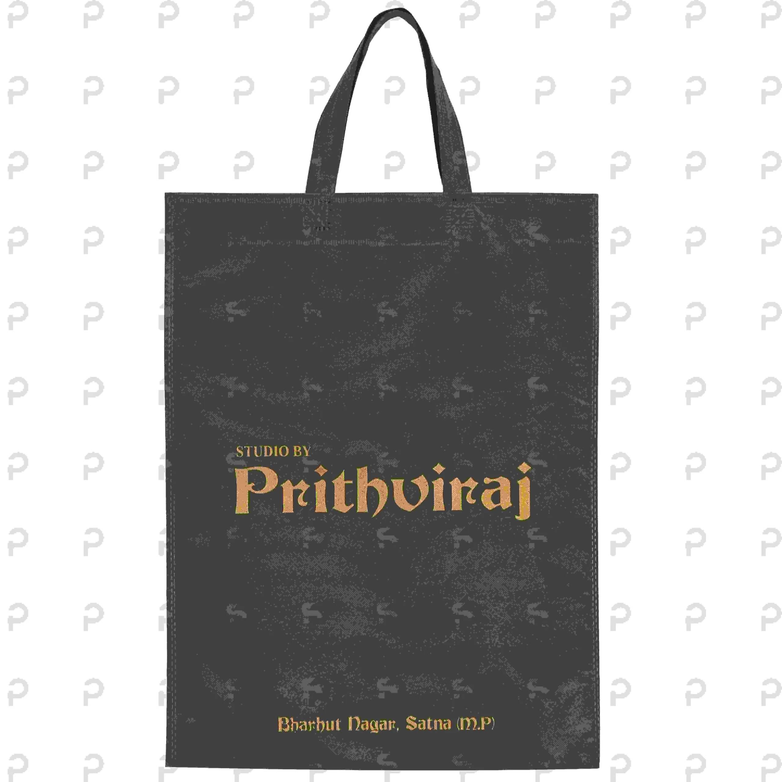 Prithviraj Black Laminated Non-Woven Shopping Bag