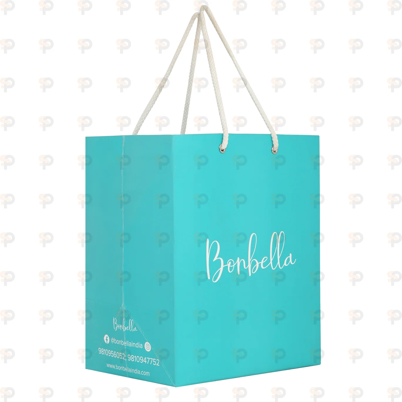 Luxury Aqua Blue Paper Bag with Rope Handle – Bonbella Sweet Packaging