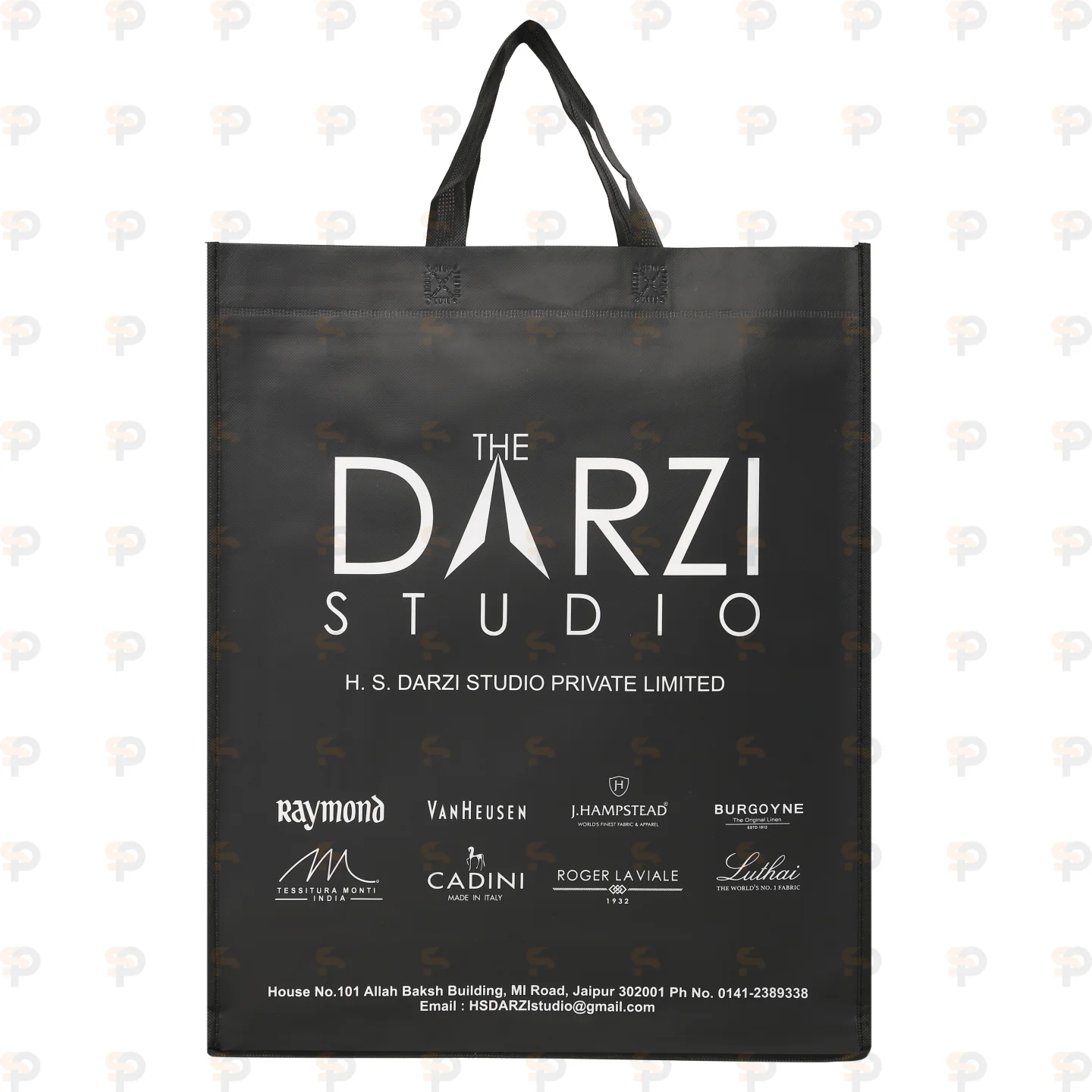The Darzi Studio Black Premium Laminated Shopping Bag