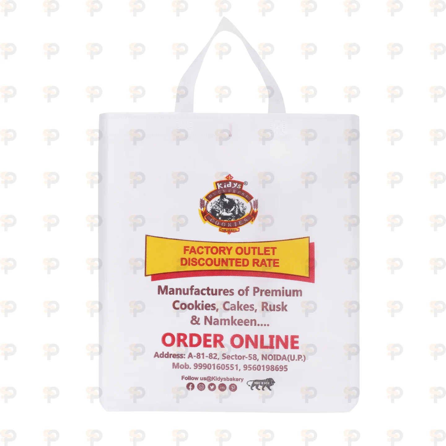 Kidys Bakery Non-Woven Carry Bag – White Custom Printed