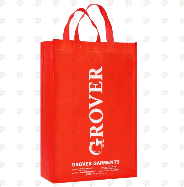Grover Garments Non-Woven Shopping Bag - Red with White Print