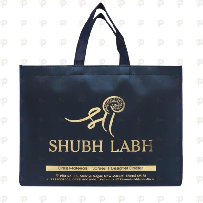 Shubh Labh Gold Printed Laminated Saree & Dress Bag