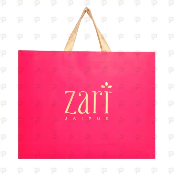 Zari Jaipur Premium Pink Laminated Shopping Bag