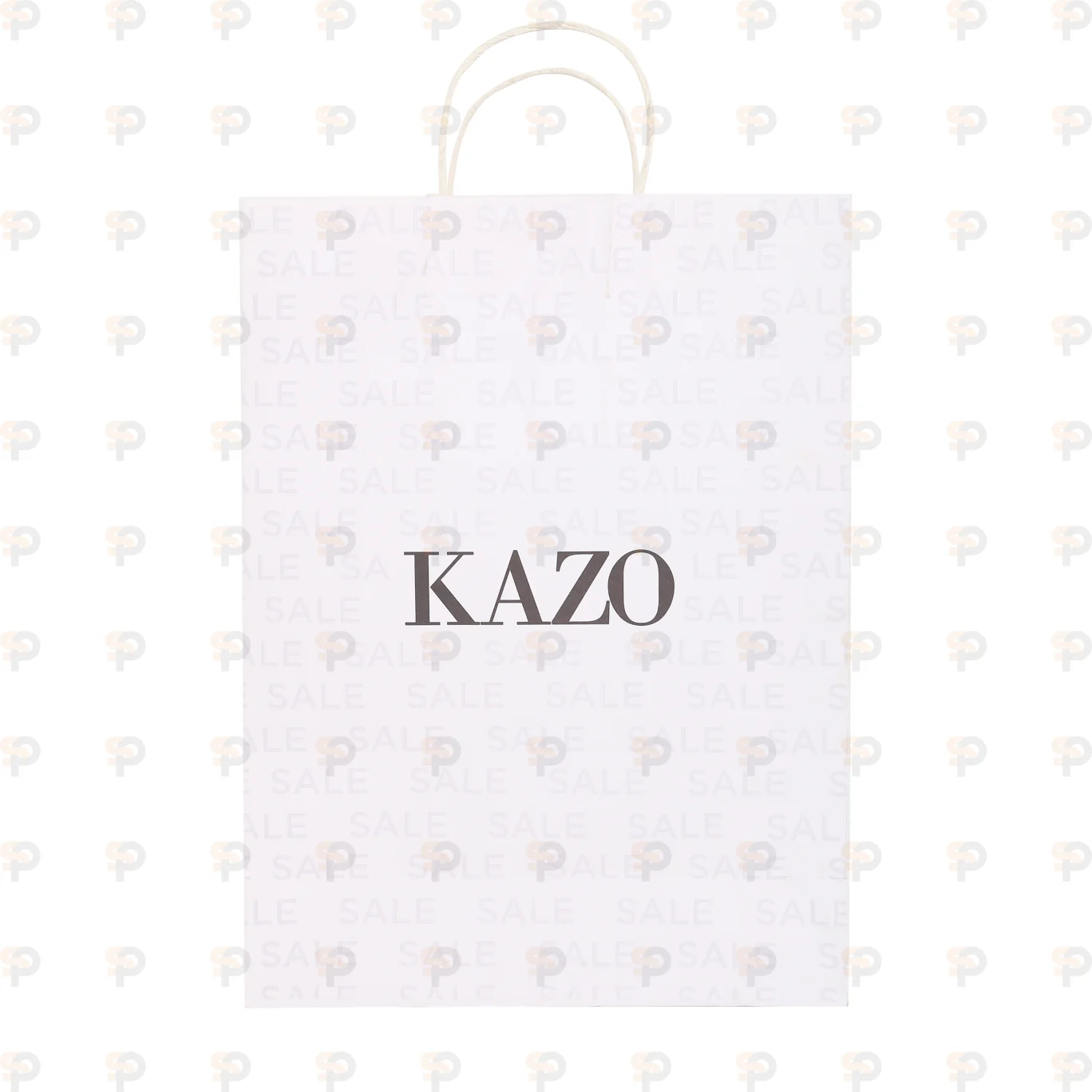 KAZO White Paper Bag with Twisted Rope Handles